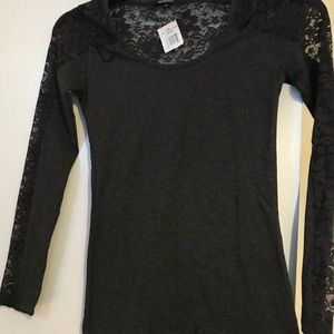 Smokey grey long sleeve lace top